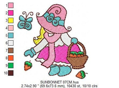 Sunbonnet embroidery designs - Sunbonnet Farmer embroidery design machine embroidery pattern - sunbonnet  sue design - Kitchen embroidery
