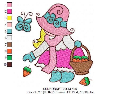 Sunbonnet embroidery designs - Sunbonnet Farmer embroidery design machine embroidery pattern - sunbonnet  sue design - Kitchen embroidery