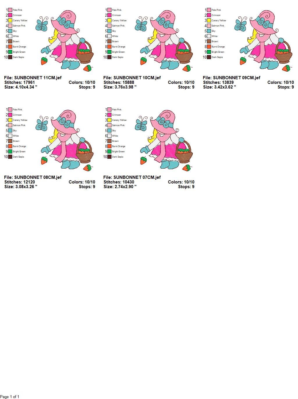 Sunbonnet embroidery designs - Sunbonnet Farmer embroidery design machine embroidery pattern - sunbonnet  sue design - Kitchen embroidery