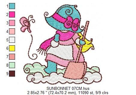 Sunbonnet embroidery designs - Baby Girl embroidery design machine embroidery pattern -  Winter embroidery download - digital file pes jef Marcia Embroidery