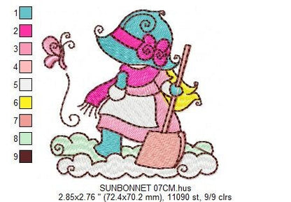 Sunbonnet embroidery designs - Baby Girl embroidery design machine embroidery pattern -  Winter embroidery download - digital file pes jef Marcia Embroidery