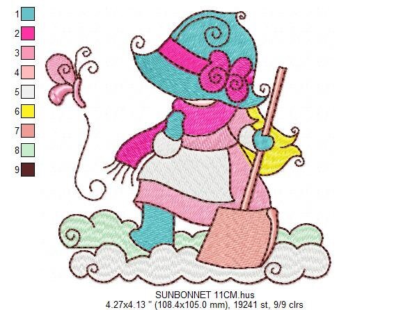 Sunbonnet embroidery designs - Baby Girl embroidery design machine embroidery pattern -  Winter embroidery download - digital file pes jef Marcia Embroidery