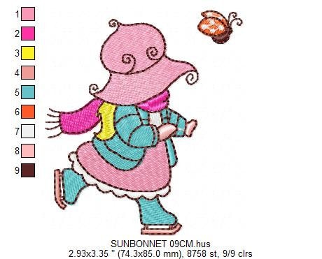 Sunbonnet embroidery designs - Ice skating Girl embroidery design machine embroidery pattern -  Winter embroidery file - instant download Marcia Embroidery