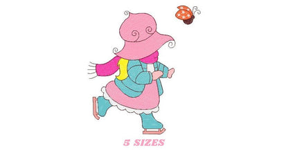 Sunbonnet embroidery designs - Ice skating Girl embroidery design machine embroidery pattern -  Winter embroidery file - instant download Marcia Embroidery
