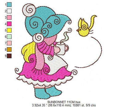 Sunbonnet sue embroidery designs - Sun bonnet embroidery design machine embroidery pattern - Kitchen embroidery file - instant download pes