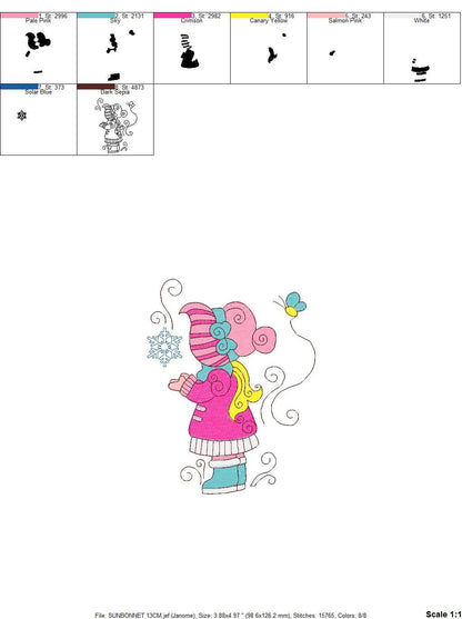 Sun bonnet embroidery designs - Sunbonnet Sue embroidery design machine embroidery pattern -  Winter embroidery file - instant download pes