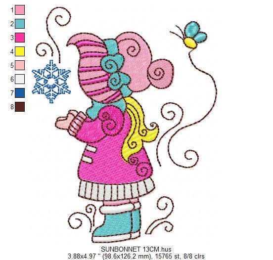 Sun bonnet embroidery designs - Sunbonnet Sue embroidery design machine embroidery pattern -  Winter embroidery file - instant download pes
