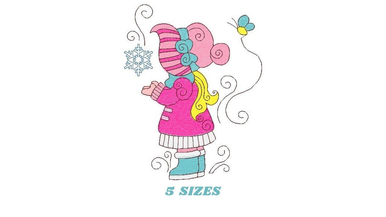 Sun bonnet embroidery designs - Sunbonnet Sue embroidery design machine embroidery pattern -  Winter embroidery file - instant download pes