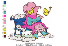 Load image into Gallery viewer, Sunbonnet embroidery designs - Girl embroidery design machine embroidery pattern -  Kitchen towel embroidery file - instant download pes jef
