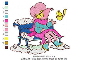 Sunbonnet embroidery designs - Girl embroidery design machine embroidery pattern -  Kitchen towel embroidery file - instant download pes jef