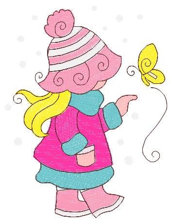 Sunbonnet embroidery designs - Baby Girl embroidery design machine embroidery pattern -  Winter embroidery file - instant digital download Marcia Embroidery