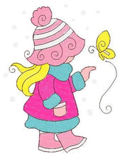 Load image into Gallery viewer, Sunbonnet embroidery designs - Baby Girl embroidery design machine embroidery pattern -  Winter embroidery file - instant digital download
