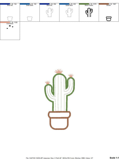 Cactus embroidery designs - Cactus vases embroidery design machine embroidery pattern - Vase embroidery file cactus applique design garden Marcia Embroidery