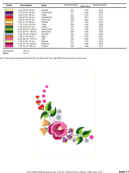 Hungarian embroidery designs - Flowers embroidery design machine embroidery pattern - Floral embroidery file - instant download digital file Marcia Embroidery