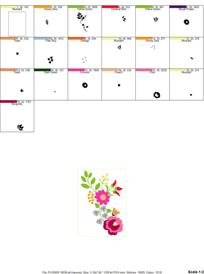 Hungarian embroidery designs - Flowers embroidery design machine embroidery pattern - Floral embroidery file - instant download digital file - Marcia Embroidery