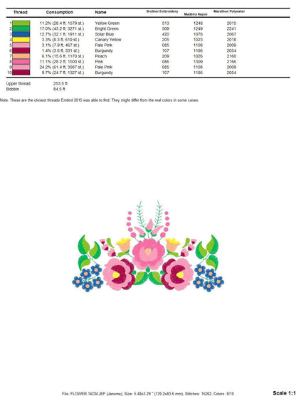 Hungarian embroidery designs - Flowers embroidery design machine embroidery pattern - Floral embroidery file - instant download digital file Marcia Embroidery