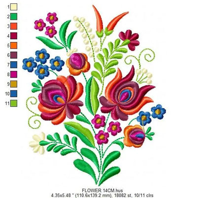 Hungarian embroidery designs - Flowers embroidery design machine embroidery pattern - Floral embroidery file - instant download digital file Marcia Embroidery