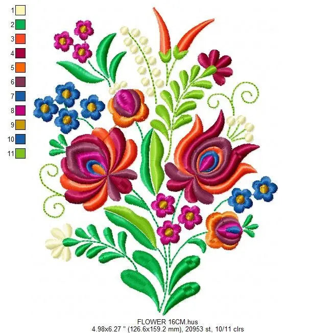 Hungarian embroidery designs - Flowers embroidery design machine embroidery pattern - Floral embroidery file - instant download digital file Marcia Embroidery