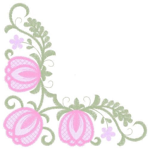 Tulips embroidery designs - Flower corner embroidery design machine embroidery pattern - Towel embroidery file - floral kitchen download pes - Marcia Embroidery