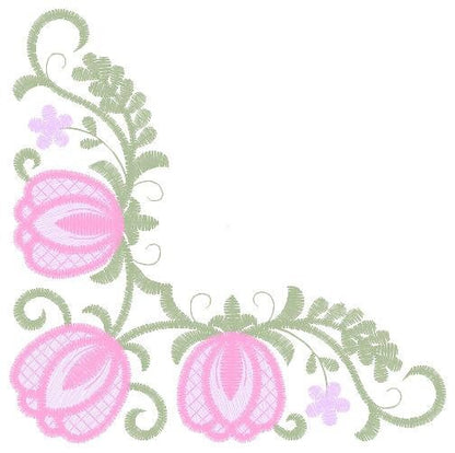 Tulips embroidery designs - Flower corner embroidery design machine embroidery pattern - Towel embroidery file - floral kitchen download pes - Marcia Embroidery