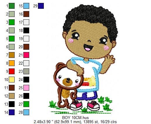 Boy embroidery designs - Bear embroidery design machine embroidery pattern - Boy with teddy bar embroidery file - student embroidery school Marcia Embroidery