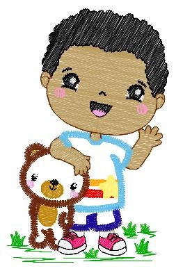 Boy embroidery designs - Bear embroidery design machine embroidery pattern - Boy with teddy bar embroidery file - student embroidery school Marcia Embroidery