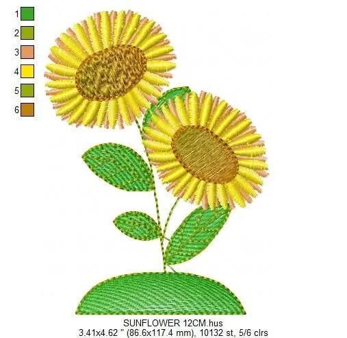 Sunflowers embroidery designs - Flower embroidery design machine embroidery pattern - Towel embroidery file - floral embroidery pes jef hus Marcia Embroidery