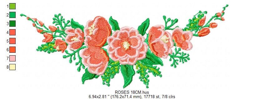 Flowers embroidery designs - Flower embroidery design machine embroidery pattern - Rose embroidery file - Floral embroidery download towel