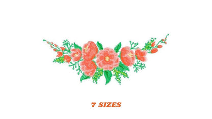 Flowers embroidery designs - Flower embroidery design machine embroidery pattern - Rose embroidery file - Floral embroidery download towel