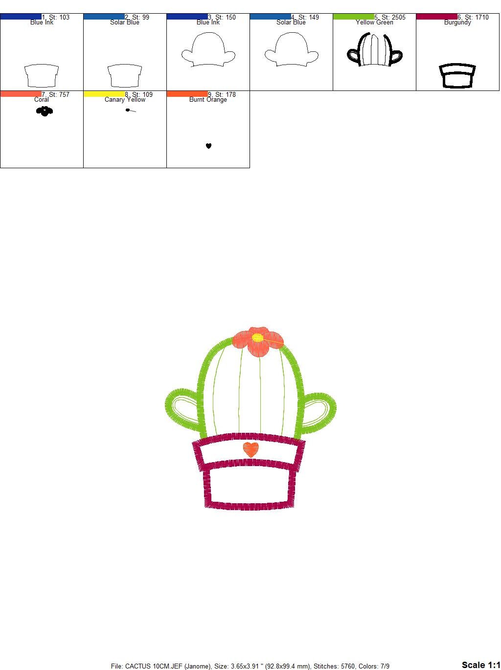 Cactus embroidery designs - Cactus vases embroidery design machine embroidery pattern - Vase embroidery file cactus applique design garden