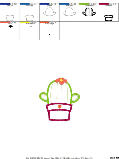 Cactus embroidery designs - Cactus vases embroidery design machine embroidery pattern - Vase embroidery file cactus applique design garden