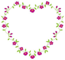 Load image into Gallery viewer, Heart with flowers embroidery designs - Flower embroidery design machine embroidery pattern - Baby girl embroidery - Heart embroidery frame
