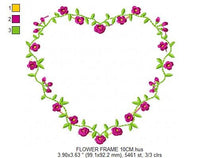 Charger l&#39;image dans la galerie, Heart with flowers embroidery designs - Flower embroidery design machine embroidery pattern - Baby girl embroidery - Heart embroidery frame
