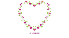 Load image into Gallery viewer, Heart with flowers embroidery designs - Flower embroidery design machine embroidery pattern - Baby girl embroidery - Heart embroidery frame
