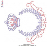 Load image into Gallery viewer, Laurel embroidery designs - Monogram frame embroidery design machine embroidery pattern - Baby boy embroidery file - Laurel wreath Crown
