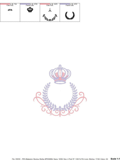 Laurel embroidery designs - Monogram frame embroidery design machine embroidery pattern - Baby boy embroidery file - Laurel wreath Crown