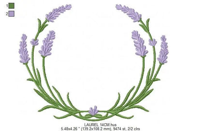 Monogram Frame embroidery designs - Lavender embroidery design machine embroidery pattern - Floral wreath embroidery file - instant download Marcia Embroidery