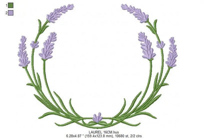 Monogram Frame embroidery designs - Lavender embroidery design machine embroidery pattern - Floral wreath embroidery file - instant download Marcia Embroidery