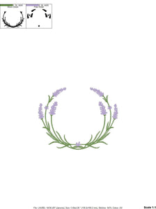 Monogram Frame embroidery designs - Lavender embroidery design machine embroidery pattern - Floral wreath embroidery file - instant download