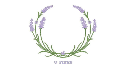 Monogram Frame embroidery designs - Lavender embroidery design machine embroidery pattern - Floral wreath embroidery file - instant download
