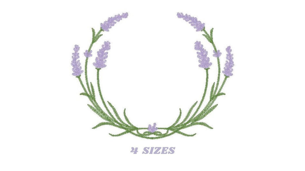 Monogram Frame embroidery designs - Lavender embroidery design machine embroidery pattern - Floral wreath embroidery file - instant download