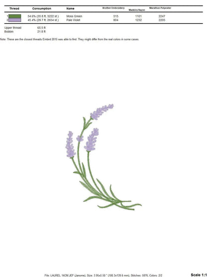 Lavender Garland embroidery designs - Flower embroidery design machine embroidery pattern - Floral wreath embroidery file - instant download Marcia Embroidery