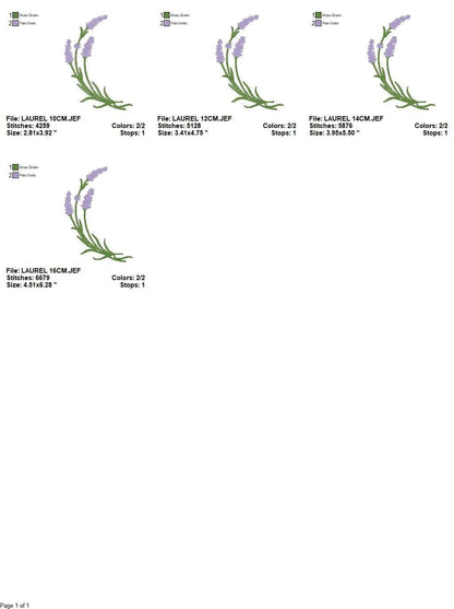 Lavender Garland embroidery designs - Flower embroidery design machine embroidery pattern - Floral wreath embroidery file - instant download Marcia Embroidery