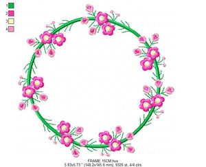 Monogram Frame embroidery designs - Flower embroidery design machine embroidery pattern - Floral embroidery file - baby girl embroidery pes