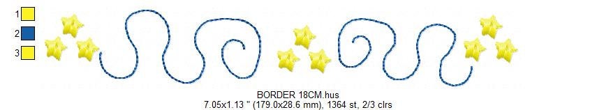 Stars Border embroidery designs - Divider embroidery design machine embroidery pattern - Line embroidery file - Towel embroidery flourish - Marcia Embroidery