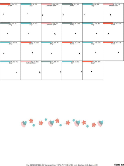 Autumn Border embroidery designs - Divider embroidery design machine embroidery pattern - Line embroidery file - tea towel embroidery star