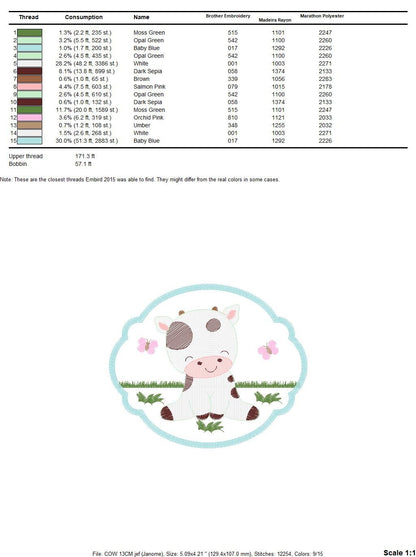 Cow embroidery design - Animal ranch embroidery designs machine embroidery pattern - Farm embroidery file - boy embroidery instant download