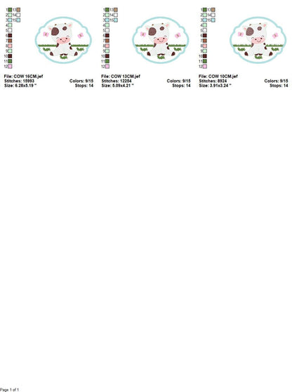 Cow embroidery design - Animal ranch embroidery designs machine embroidery pattern - Farm embroidery file - boy embroidery instant download