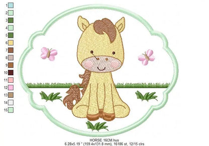 Horse embroidery design - Baby Boy embroidery designs machine embroidery pattern - Barn Farm animals embroidery file - instant download pes Marcia Embroidery