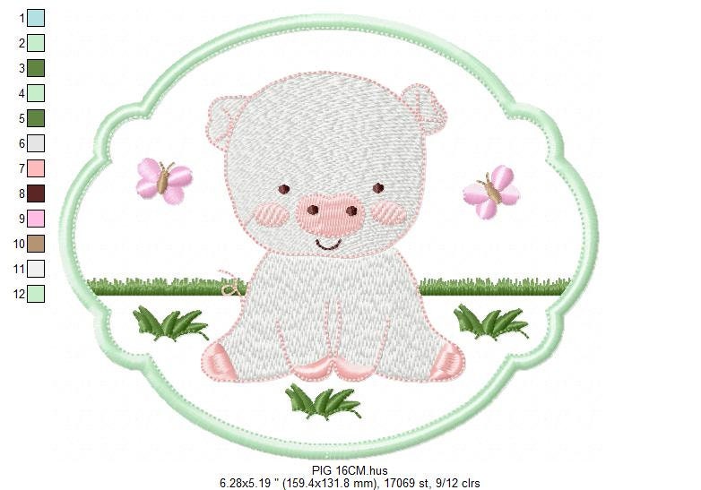 Pig embroidery design - Animal embroidery designs machine embroidery pattern - Baby boy embroidery file - Ranch animal farm instant download - Marcia Embroidery